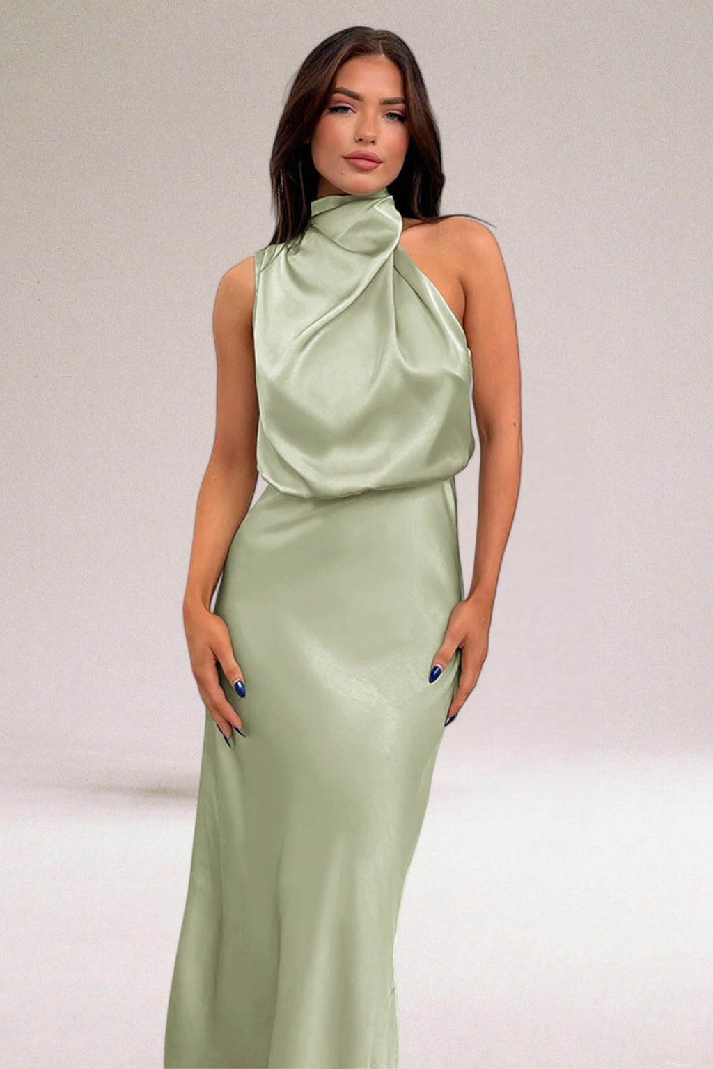 VALENTINA | Elegant Satin Dress with Refined Details