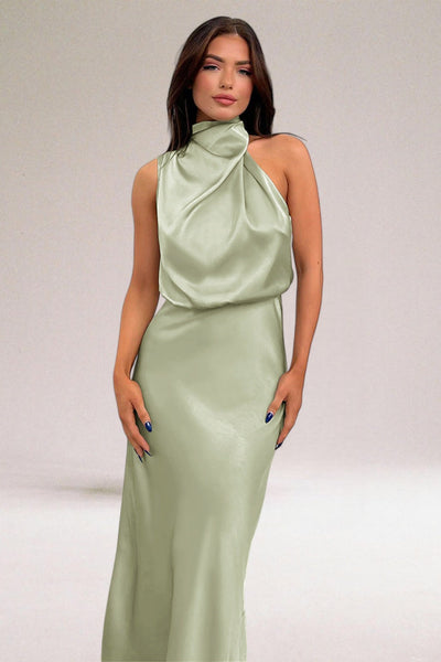 VALENTINA | Elegant Satin Dress with Refined Details