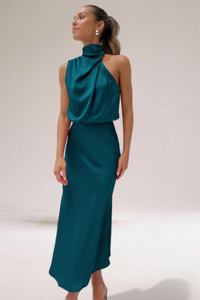 VALENTINA | Elegant Satin Dress with Refined Details