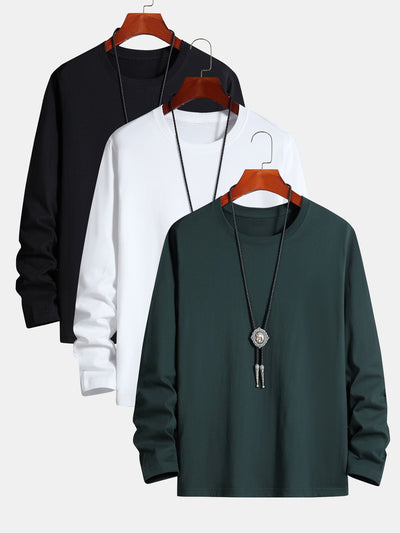3 Stuks Basis Lange Mouwen Katoenen T-Shirt