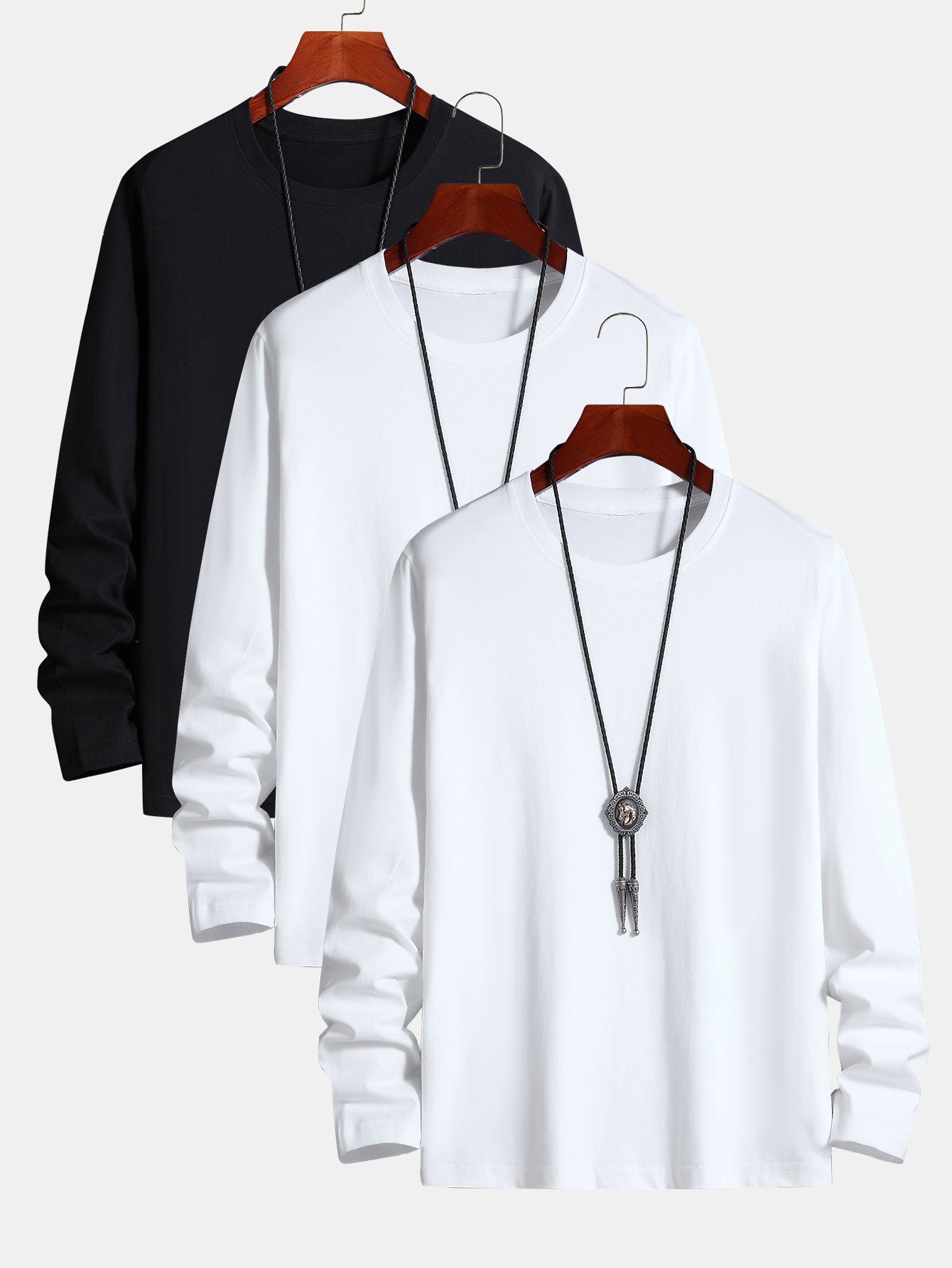 3 Stuks Basis Lange Mouwen Katoenen T-Shirt