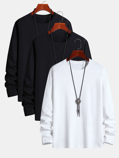 3 Stuks Basis Lange Mouwen Katoenen T-Shirt