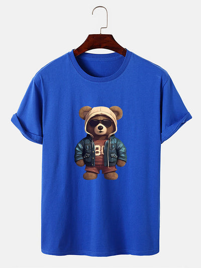 Beer In Leren Jas Print T-Shirt