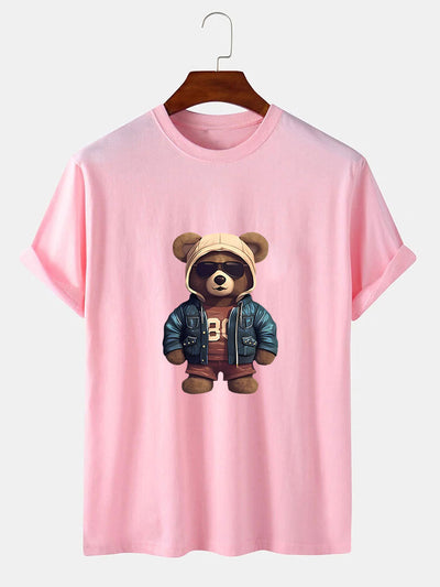 Beer In Leren Jas Print T-Shirt