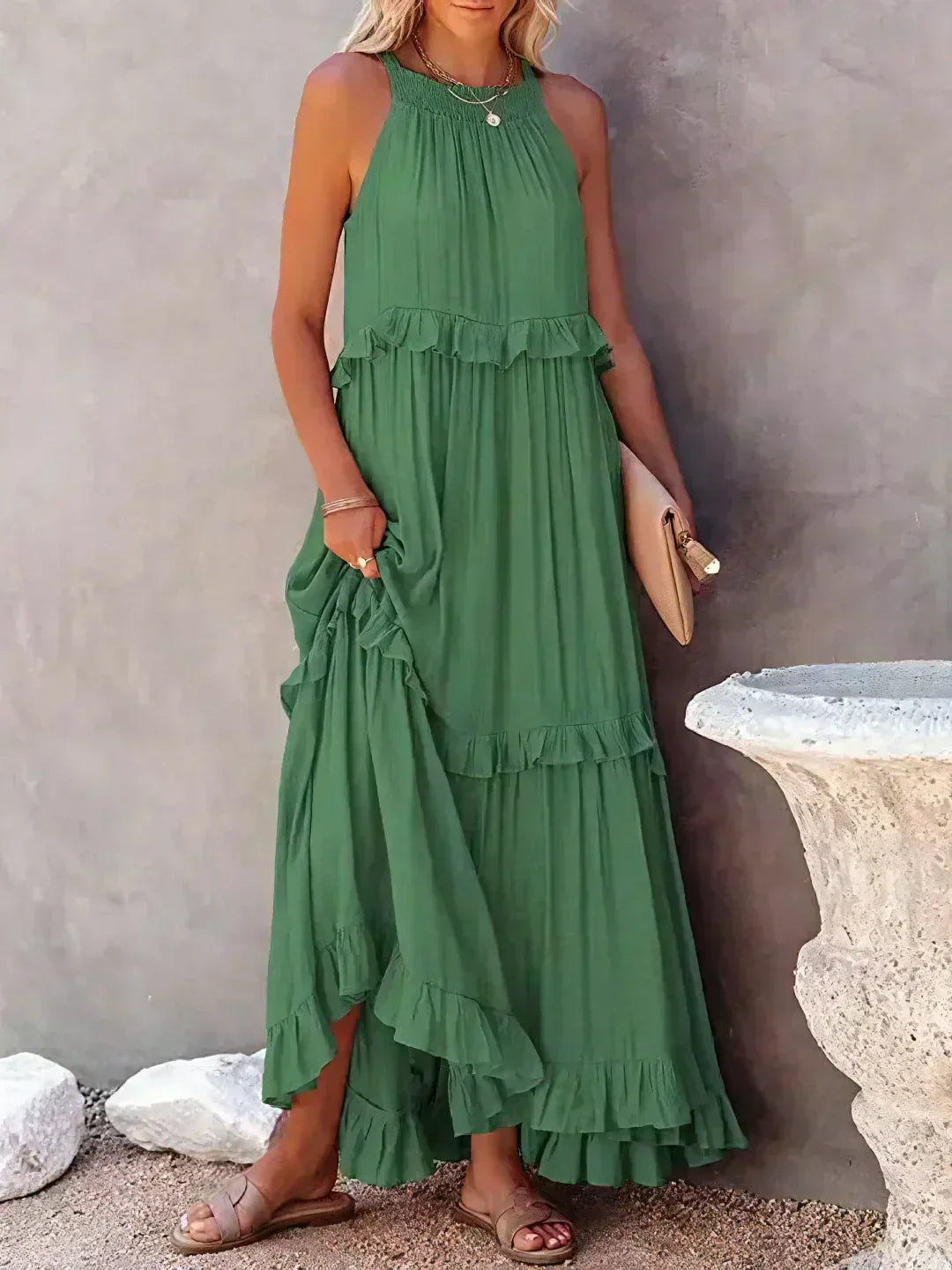 Sarah | Halter Ruffle Maxi Dress (Almost Sold Out)