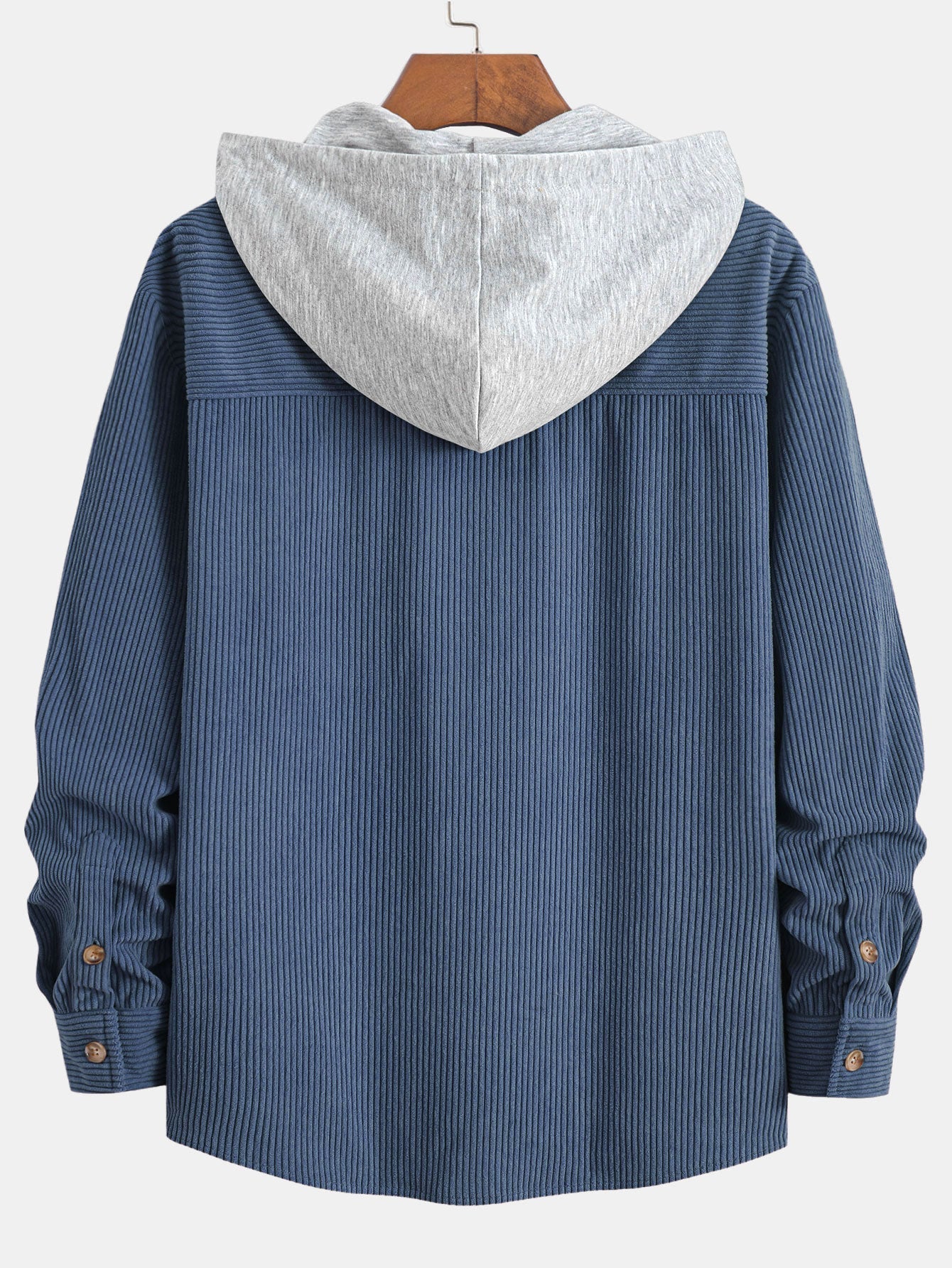Contrast Corduroy Hoodie Shirt