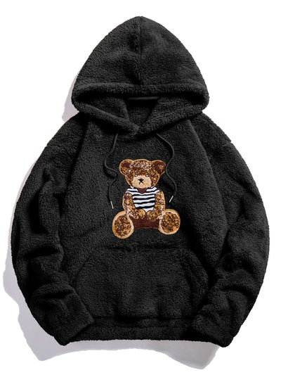 Beren Geborduurde Patch Teddy Hoodie & Teddy Joggingbroek