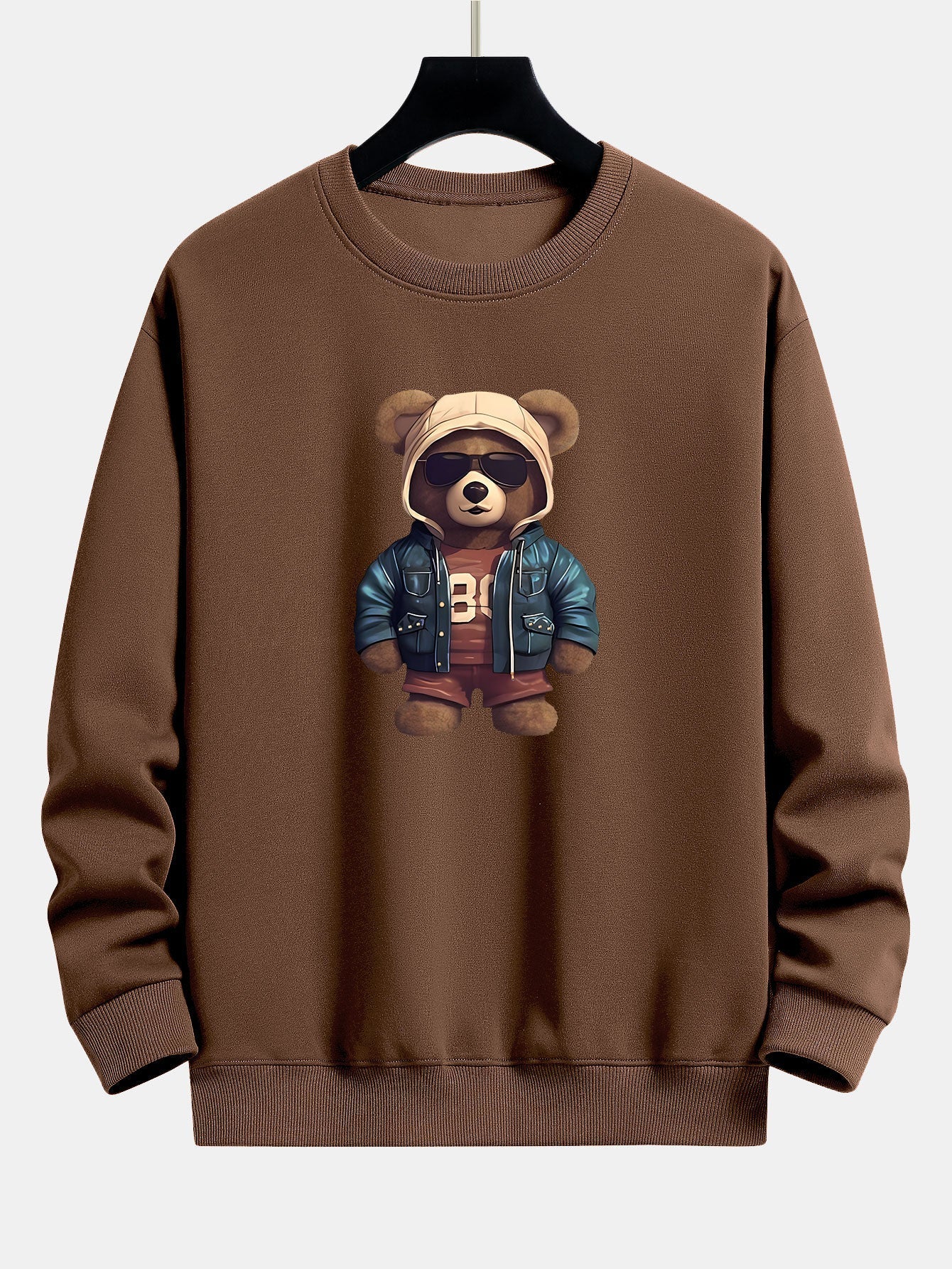 Beer In Leren Jas Print Relax Fit Sweatshirt
