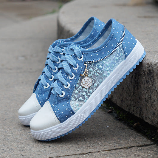 Liveli hollowed out denim mesh shoes breathable cloth shoes