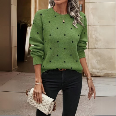 Ava – Lässiger Langarm-Strickpullover mit Punktemuster