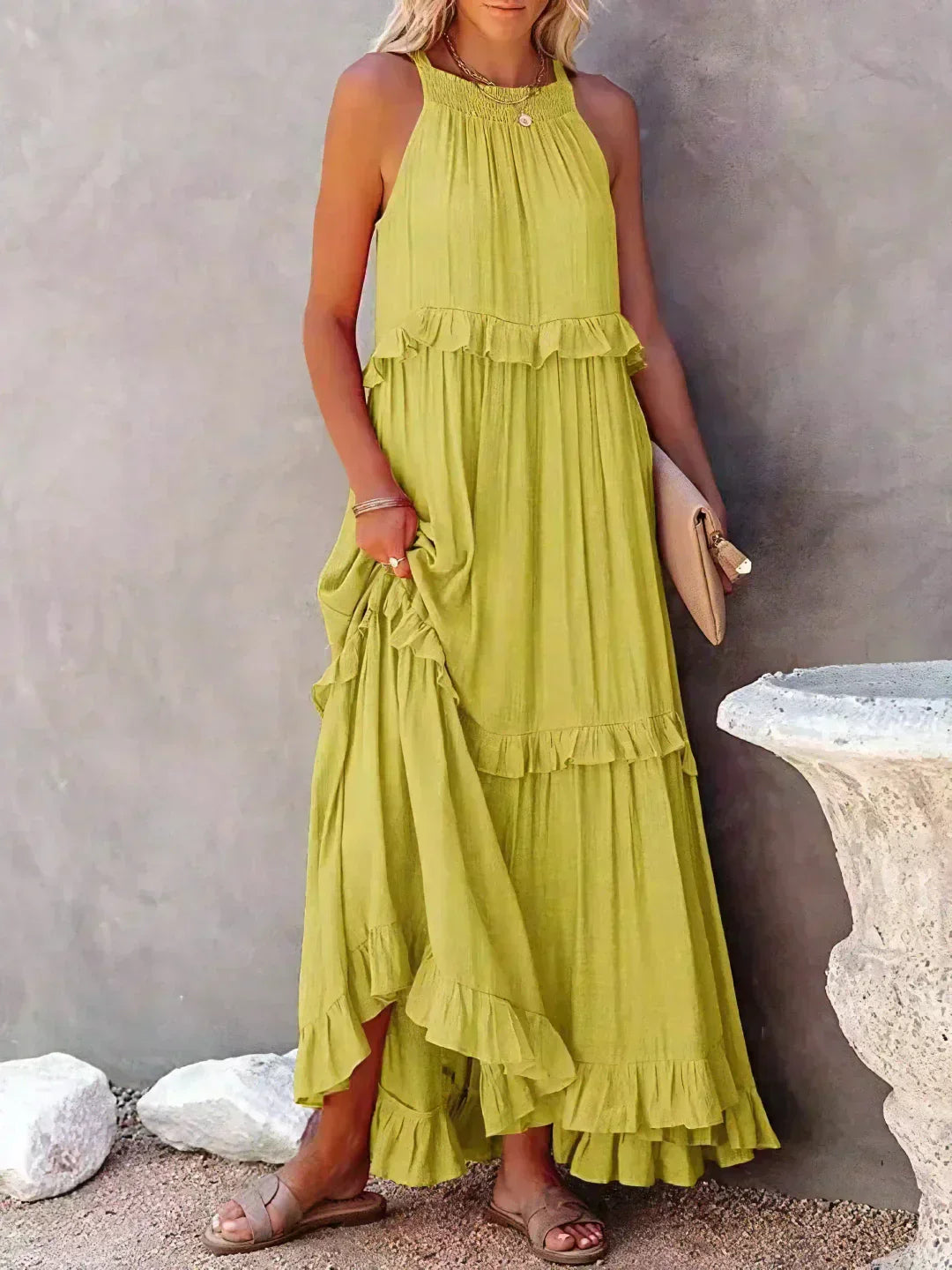 Sarah | Halter Ruffle Maxi Dress (Almost Sold Out)