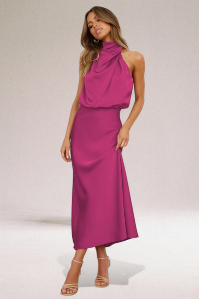VALENTINA | Elegant Satin Dress with Refined Details