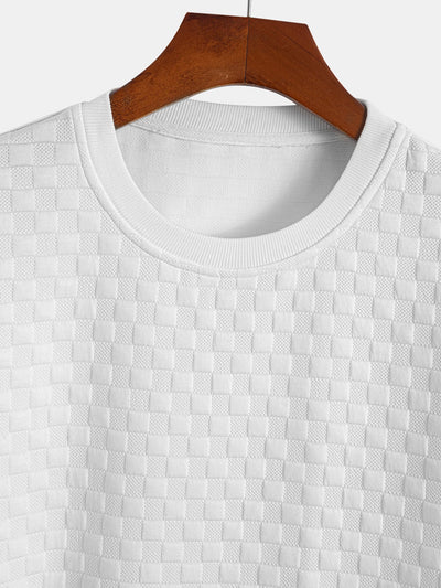 Checkerboard Jacquard  Arc Hem T-Shirt & Checkerboard Jacquard Shorts