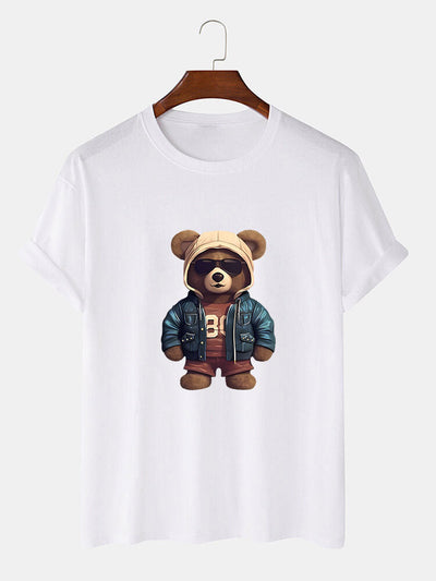 Beer In Leren Jas Print T-Shirt