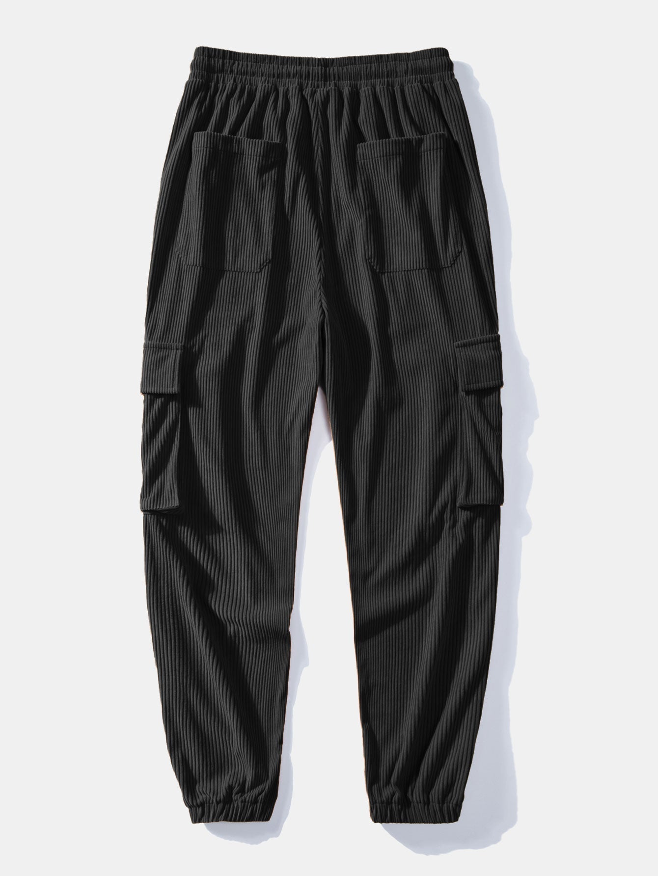 Relax Fit Corduroy Plaid Hooded Shirt & Drawstring Corduroy Cargo Jogger Pants