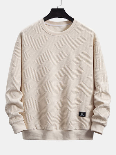 Relax Fit Geometric Striped Sweatshirt & Drawstring Corduroy Cargo Jogger Pants