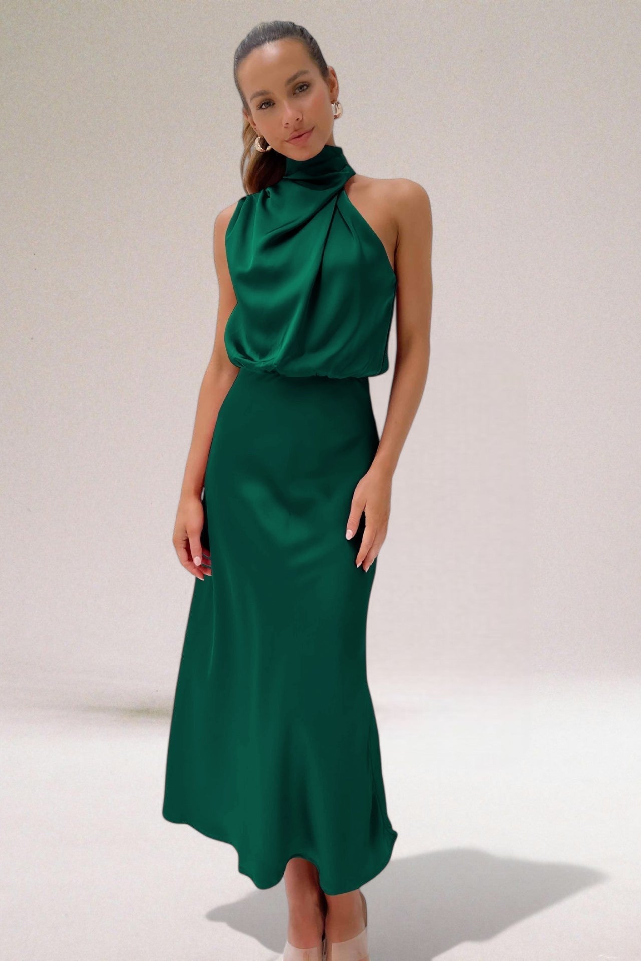 VALENTINA | Elegant Satin Dress with Refined Details