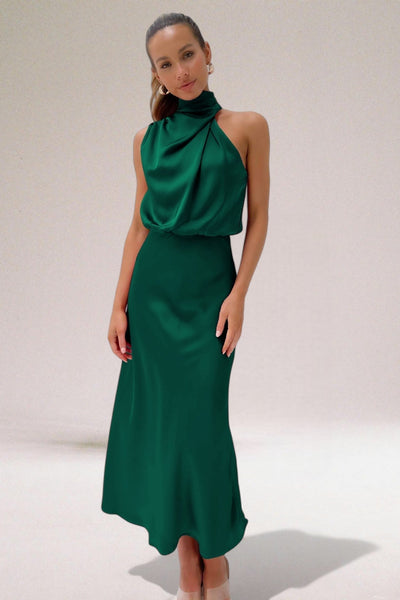VALENTINA | Elegant Satin Dress with Refined Details
