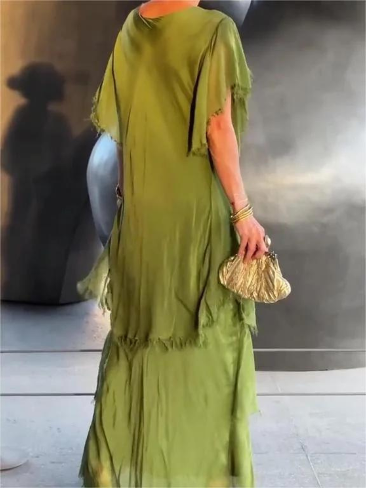 SAVANE | Elegant Flowing Long Dress with V-Neck