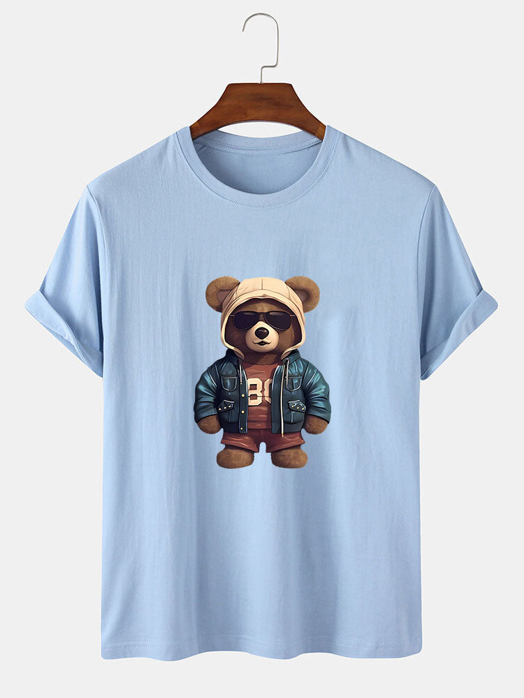Beer In Leren Jas Print T-Shirt