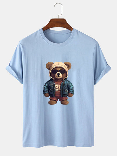Beer In Leren Jas Print T-Shirt
