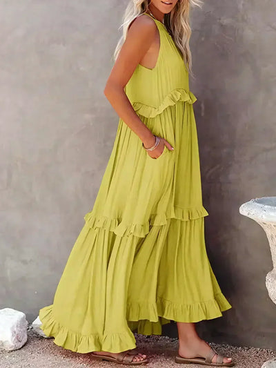 Sarah | Halter Ruffle Maxi Dress (Almost Sold Out)