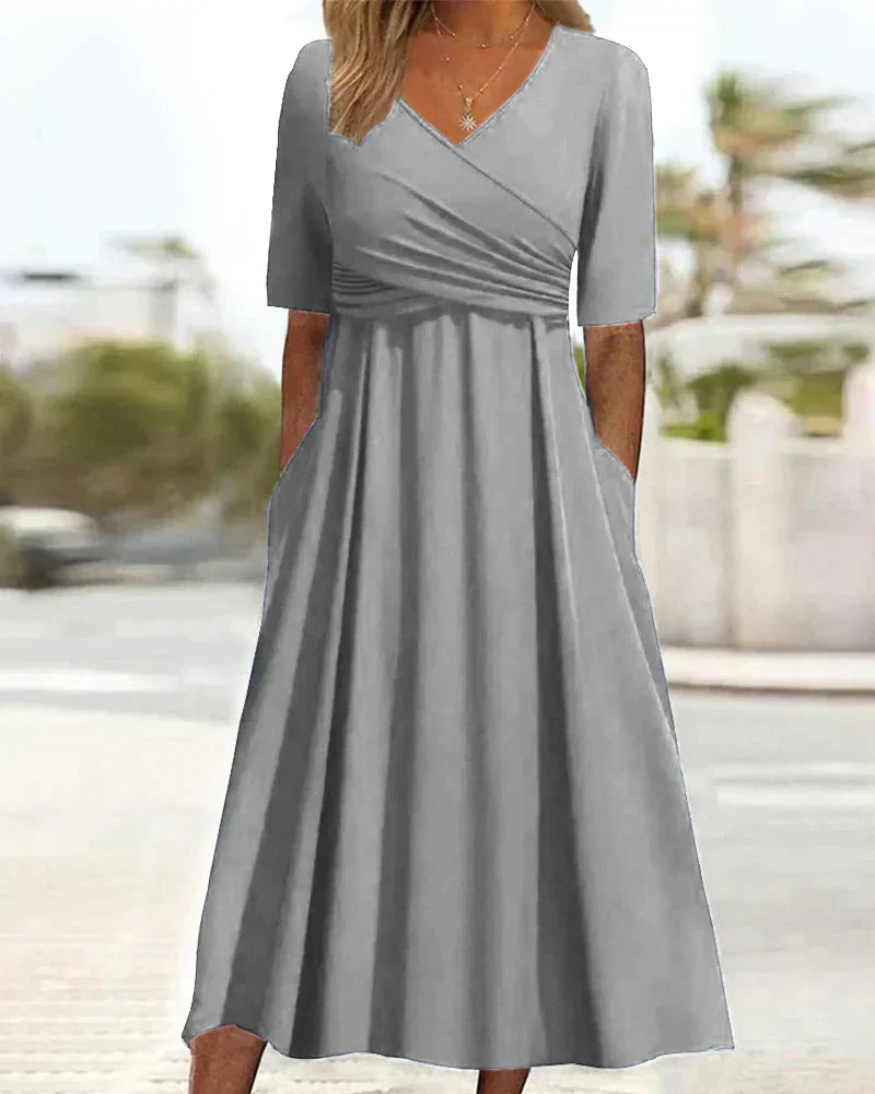 Anna™ - Cross-Over Jurk met Korte Mouwen