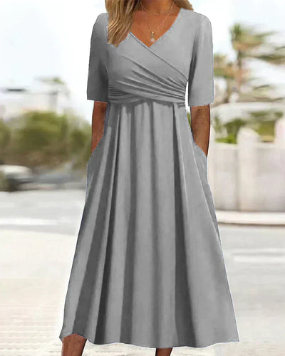 Anna™ - Cross-Over Jurk met Korte Mouwen