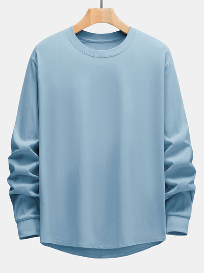 Basis Lange Mouwen Zware Kwaliteit Boog Hem T-Shirt