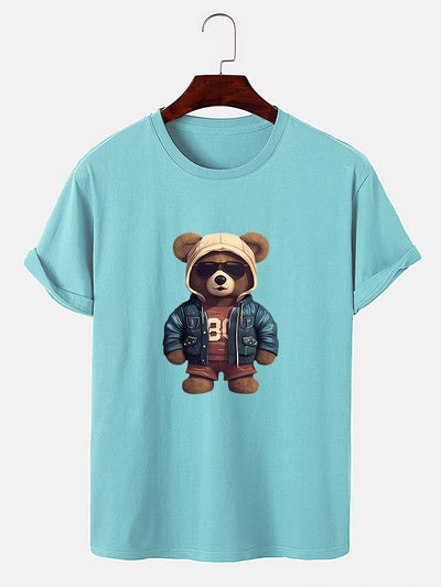 Beer In Leren Jas Print T-Shirt