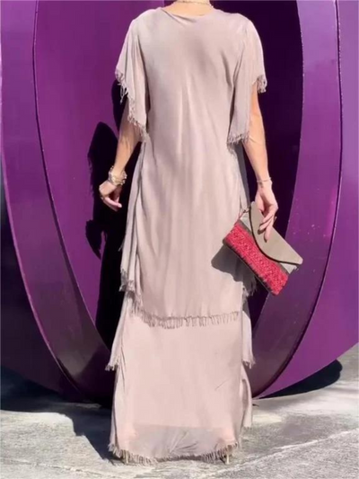SAVANE | Elegant Flowing Long Dress with V-Neck