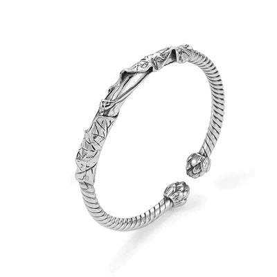 Aurelius - Handmade open bangle with lotus detail
