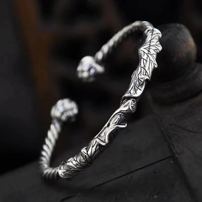 Aurelius - Handmade open bangle with lotus detail