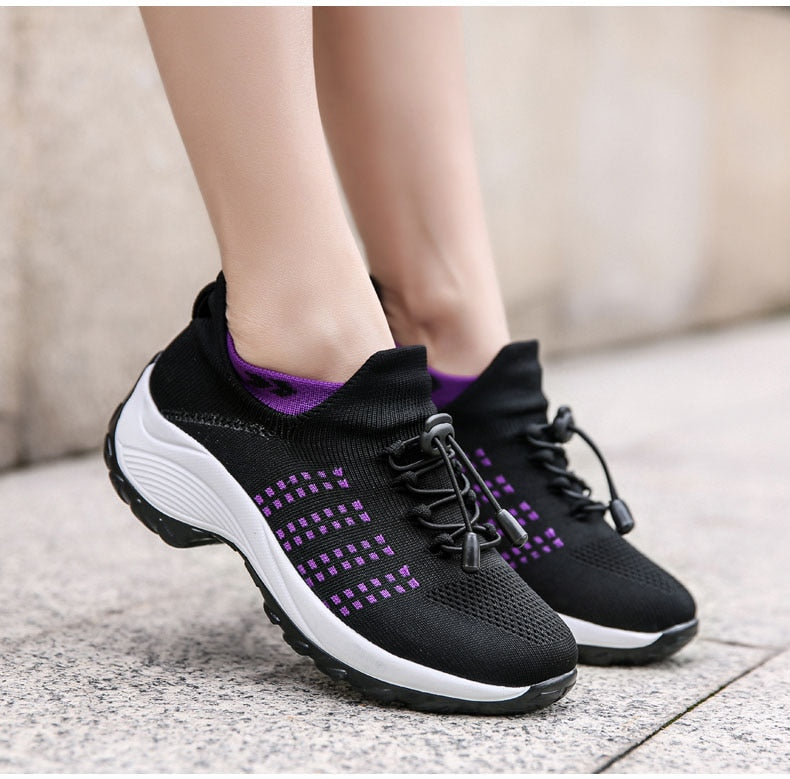 Liveli - Breathable Mesh Tenis Ladies Shoes for Sock Sneakers