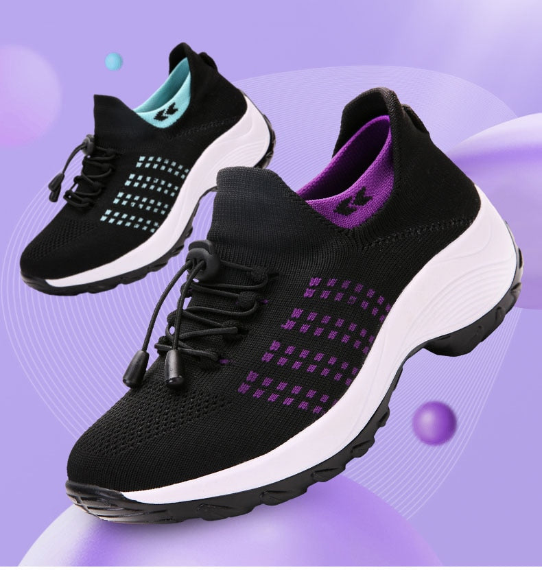 Liveli - Breathable Mesh Tenis Ladies Shoes for Sock Sneakers