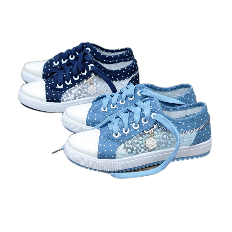 Liveli hollowed out denim mesh shoes breathable cloth shoes