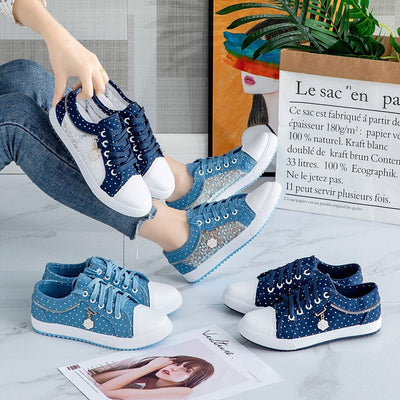 Liveli hollowed out denim mesh shoes breathable cloth shoes
