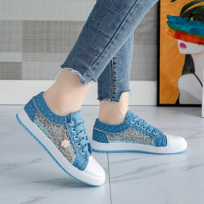 Liveli hollowed out denim mesh shoes breathable cloth shoes