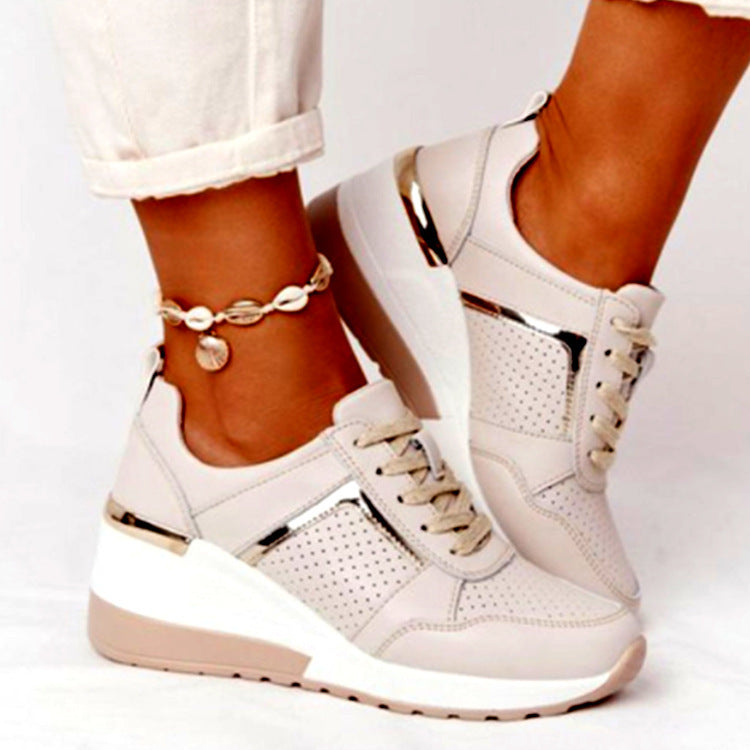 Liveli Wedge casual shoes with straps and mesh sneakers