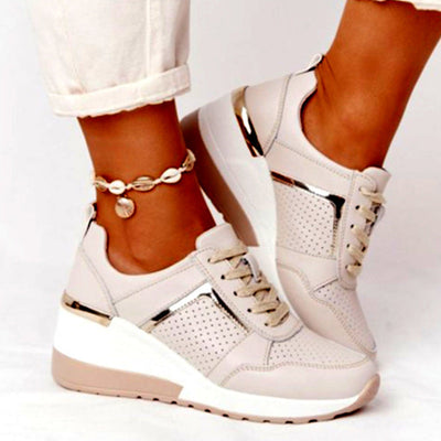 Liveli Wedge casual shoes with straps and mesh sneakers