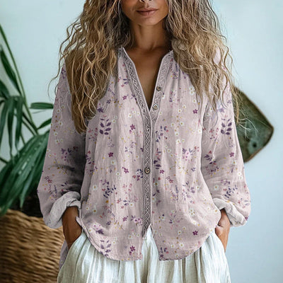 Samantha | Vintage Leaf Print Blouse