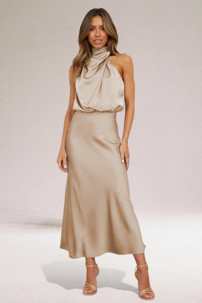 VALENTINA | Elegant Satin Dress with Refined Details