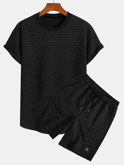 Checkerboard Jacquard  Arc Hem T-Shirt & Checkerboard Jacquard Shorts