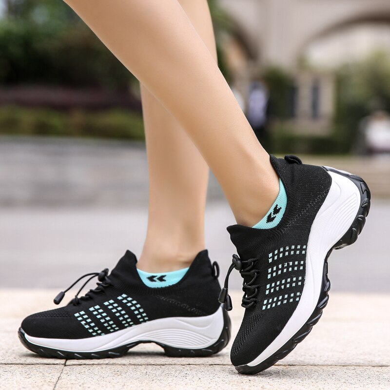 Liveli - Breathable Mesh Tenis Ladies Shoes for Sock Sneakers