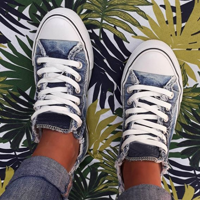 Women's Sneakers Floral Lace-up Canvas Sneakers