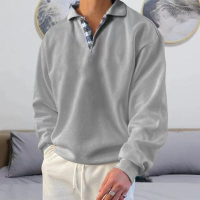 Albert - Long-sleeved men's hooded jumper with V-neck