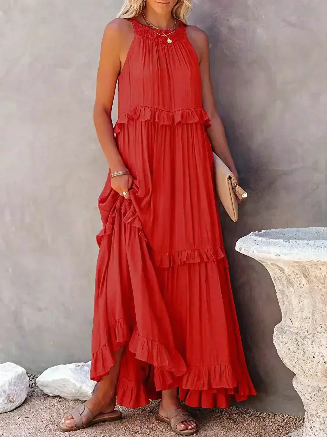 Sarah | Halter Ruffle Maxi Dress (Almost Sold Out)