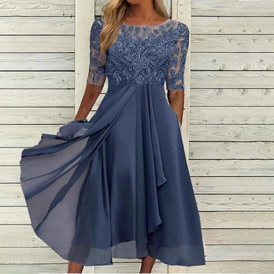 VICTORIA | Elegant Dress with Lace and Flowing Skirt