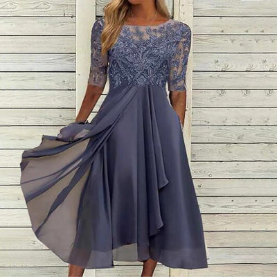 VICTORIA | Elegant Dress with Lace and Flowing Skirt