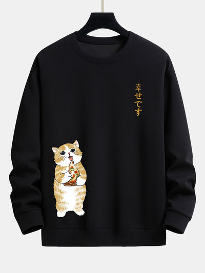 Kat Eet Pizza Print Relax Fit Sweatshirt